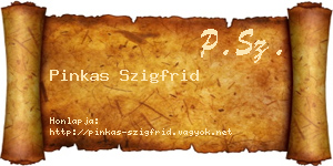 Pinkas Szigfrid névjegykártya